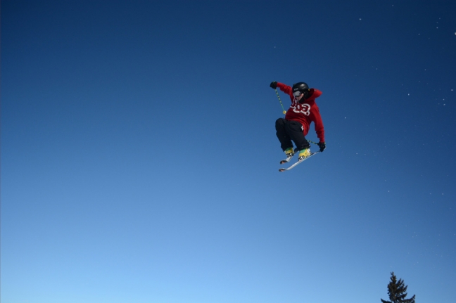 Getting Air, Ski jumper, Calgary, Alberta, Canada